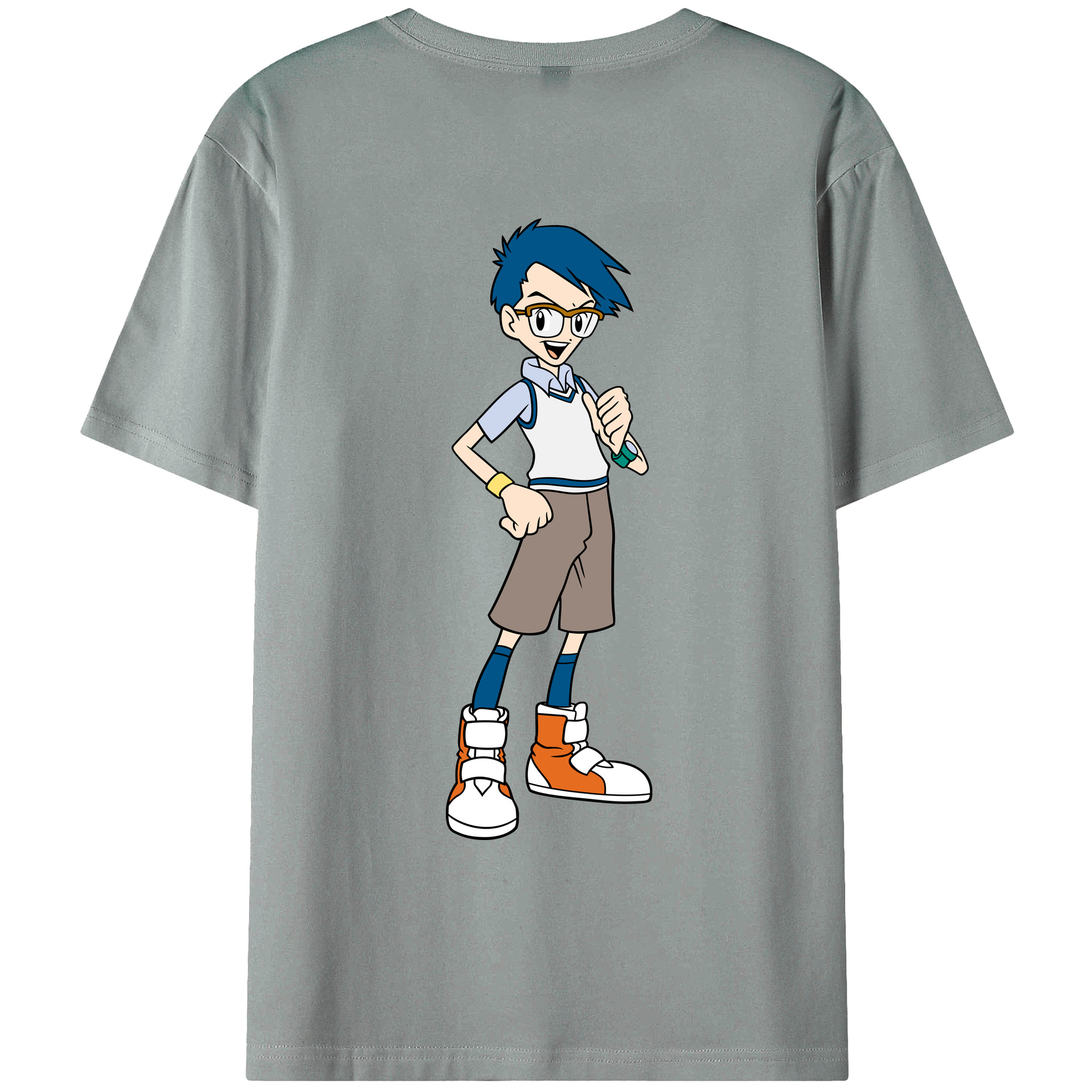（画像用） Digimon デジタルモンスター/デジモン 綿100％ メンズ半袖Tシャツ（バックプリント） 通気性